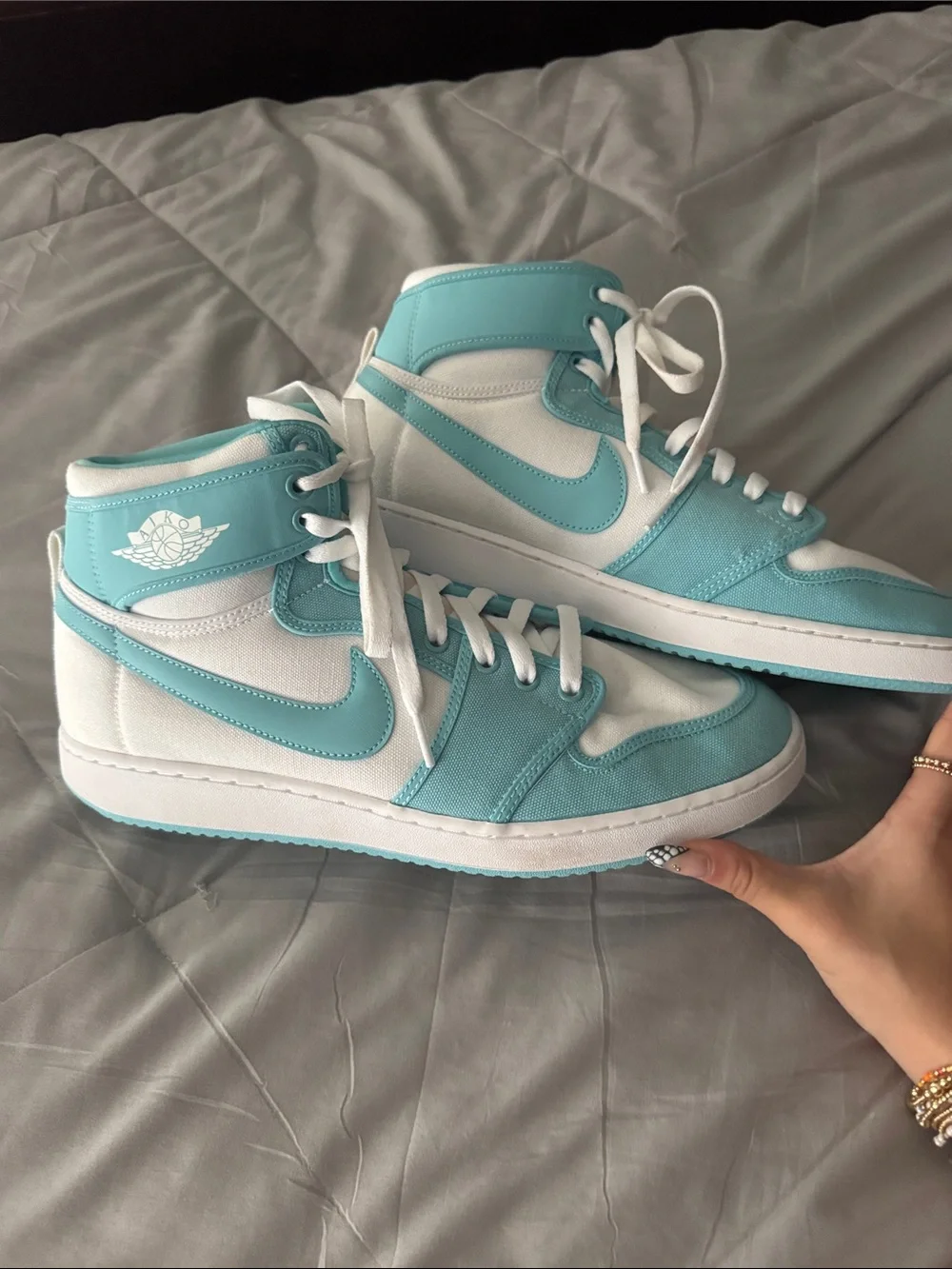 Nike Mid-Top Sneakers in Aqua Blue and White